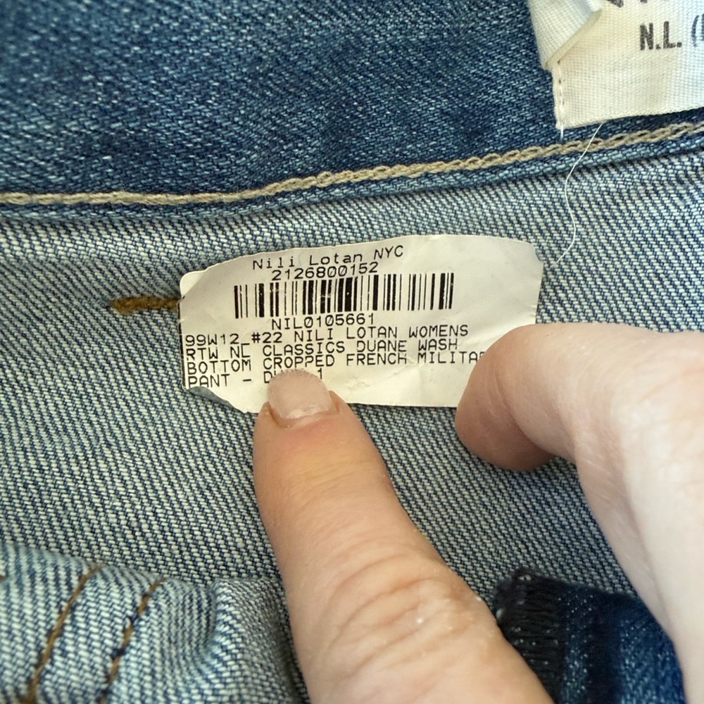 Nili Lotan Midrise Military cropped Blue Women's Jeans Sz 27 NWT - Picture 9 of 11